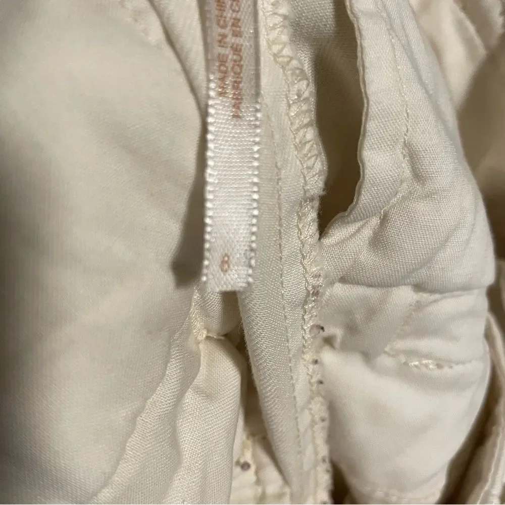 FREE PEOPLE High Waisted ‘90S Peg Paperbag Pants in Creme- Size 8